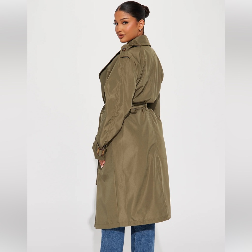 Fashion Nova Olive Green Trench Coat - Picture 3 of 3